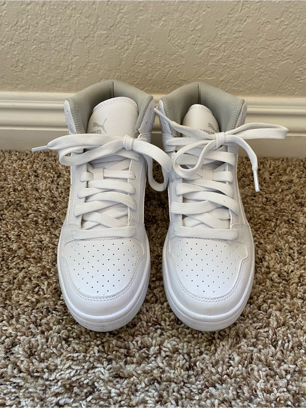 Puma Kid’s Rebound Layup White High-Top Sneakers Size 4